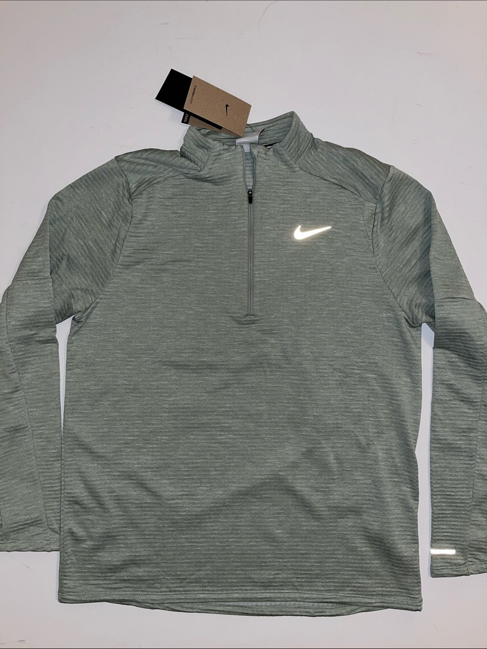 Nike Running Shirt Men's L 1/2 Zip Therma-Fit Repel Grid green thumbholes $95
